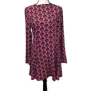 Glamorous Daylily Darling Burgundy Print Dress | Size Medium